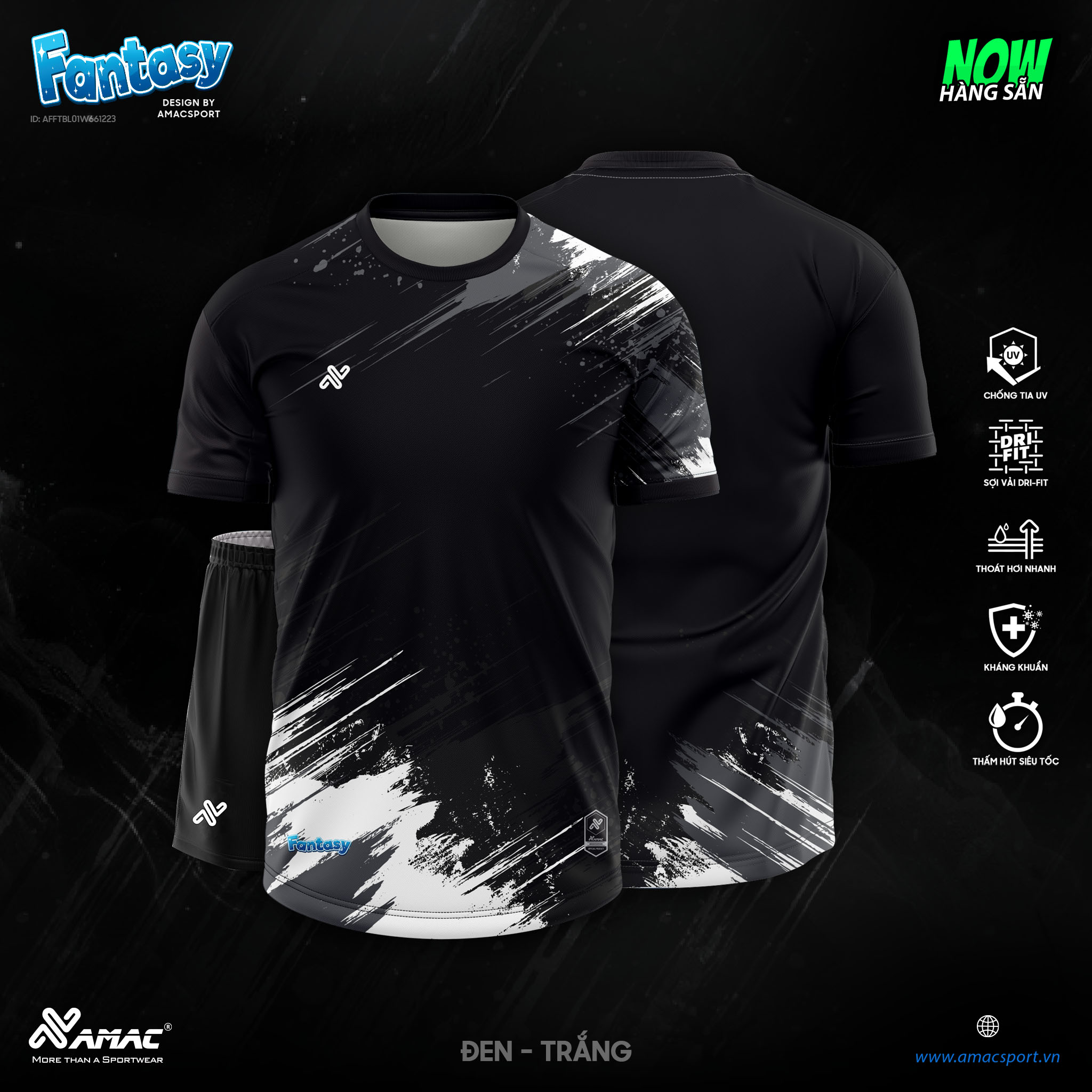 Áo bóng đá Amac FANTASY - ĐEN - TRẮNG