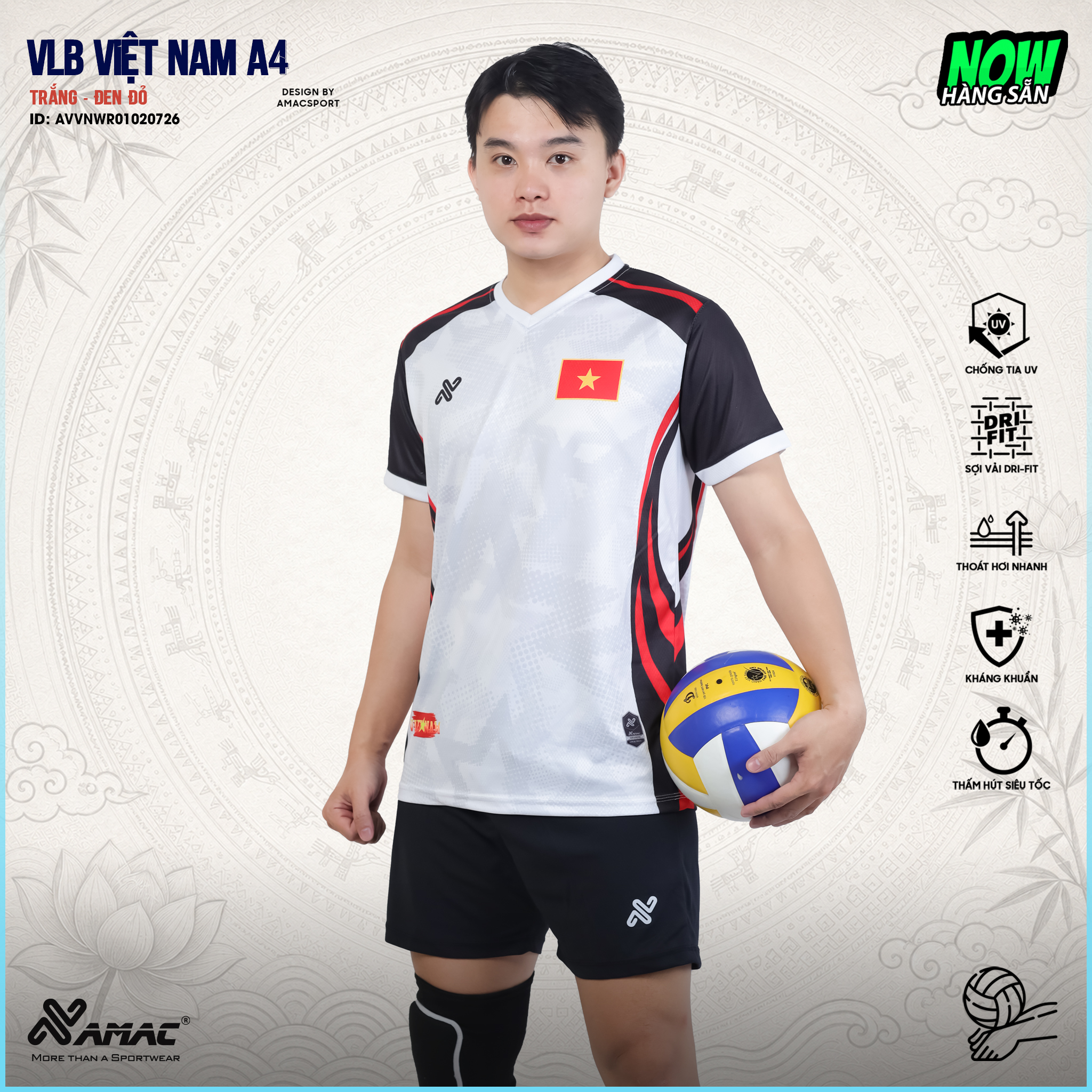 Quần áo bóng chuyền VLB Việt Nam A4 - Amac Sport - Ảnh 2